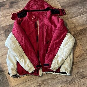Men's Burgundy and Light Gray Ski Jacket